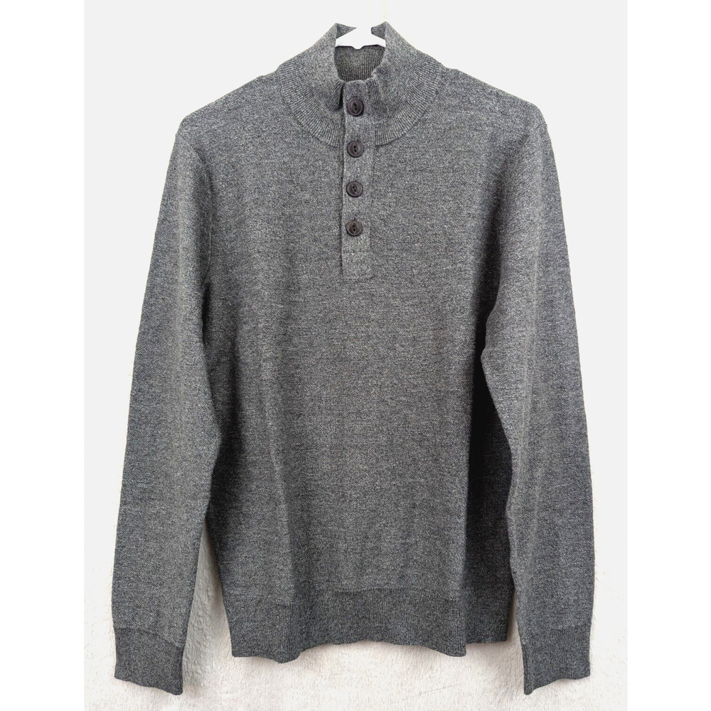 Red Ale by Alesbury sz S Mock Neck Henley Knit Sweater gray ls 0410